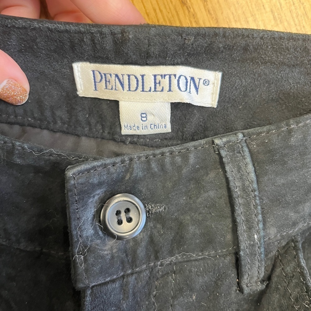 Pendleton Raw Suede Leather High Rise Lined Pants Sz 8 - Picture 3 of 6